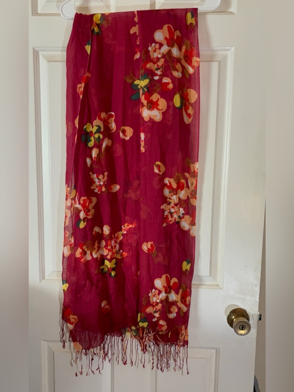 Floral Raspberry Red scarf/wrap